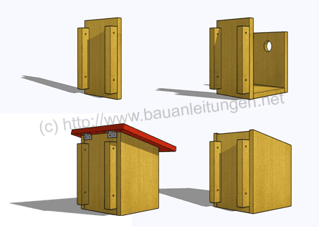 Zusammenbau des Nistkastens Zusammenbau des Nistkastens